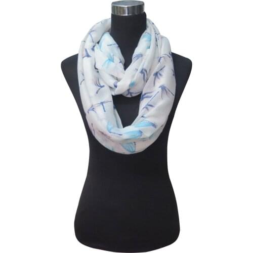 10pcs/lot Fashion Dragonfly Print Womens Infinity Loop Scarf Accessories, Free Shipping