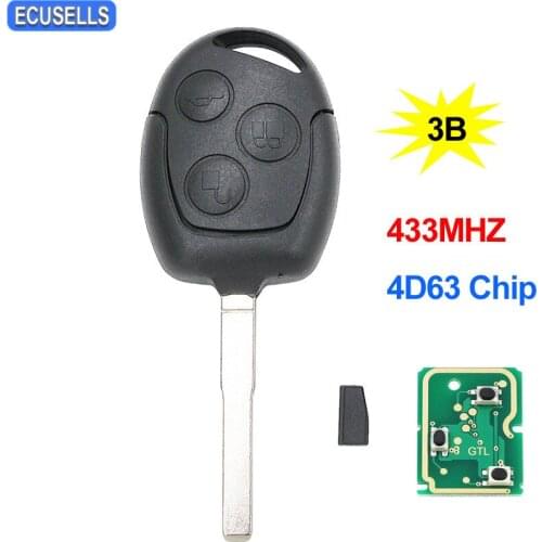 3 Button Remote Car Key 433Mhz With 4D63 Chip For Ford Focus Fiesta Fusion C-Max For Mondeo Galaxy C-Max S-Max HU101 Blade