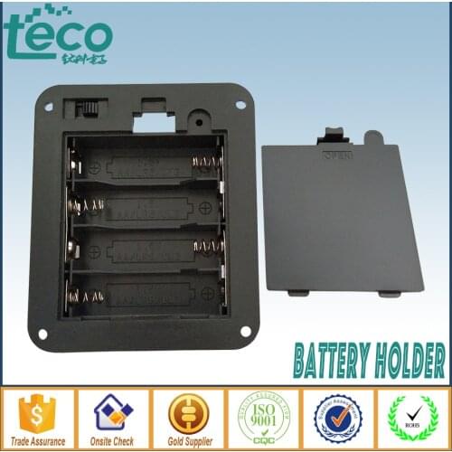 4pcs/llot 4 AA Battery Storage Box Battery Holder with Cover and Switch TBH-2A-4J