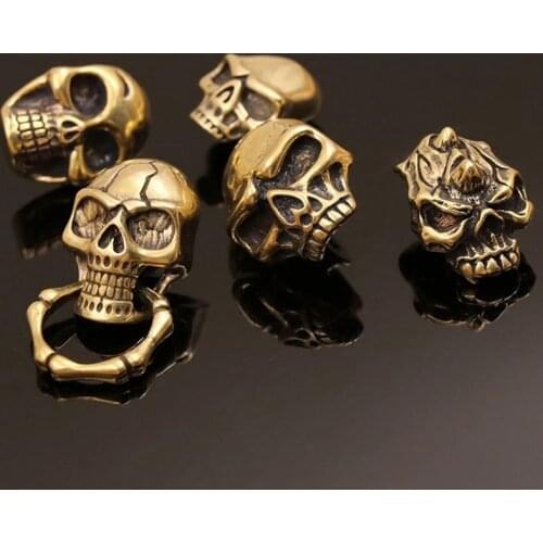 5 Pcs Gothic Brass Skull Conchos Studs Screw Back Punk Rivets for Leather Craft Bag Wallet Garment Decor