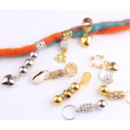 5Pcs Silver Gold Hair Braid Dreadlocks Bead Hair Ring Cuffs Dread Tube Charm Dreadlock Braid Extension Styling Tools Accessories
