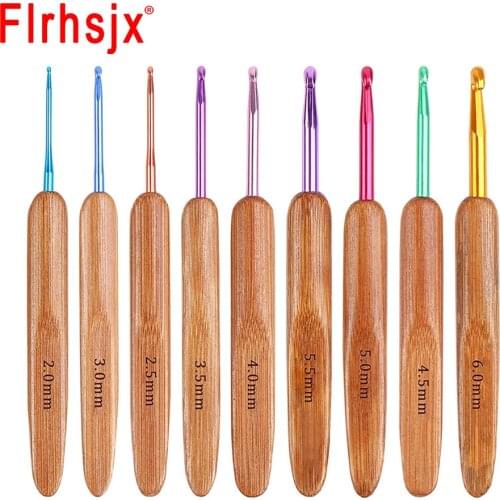 9pcs/Set 2mm-6mm Bamboo Knitting Needles Set Multicolor Knitting Hooks Set DIY Crochet Hooks Needles For Yarn Handle