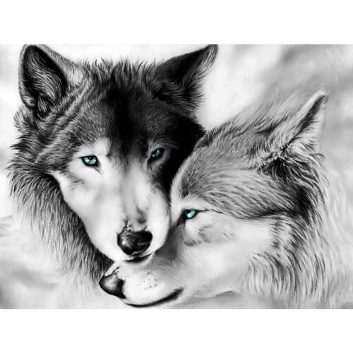 Full Square/Round Drill 5D DIY Diamond Painting "wolf couple" 3D Embroidery Cross Stitch 5D Rhinestone Home Decor Gift