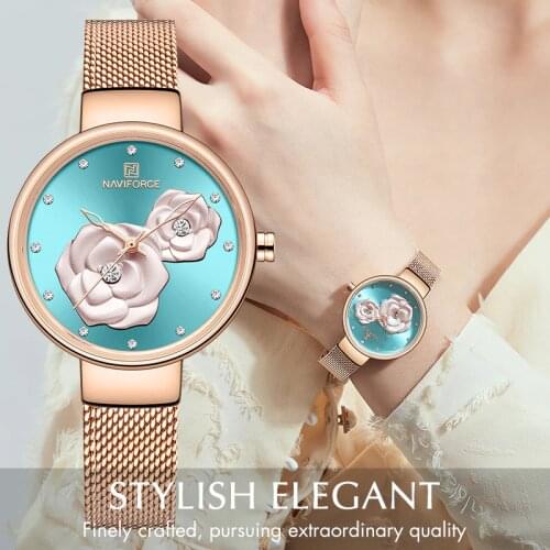 NAVIFORCE New Rose Gold Women Watches Dress Quartz Watch Ladies Top Brand Luxury Female Wrist Watch Girl Clock Relogio Feminin