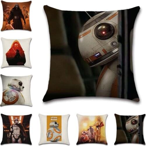 Robot pattern Polyester Linen Cushion cover Decoration home house Party Pillow case Chair sofa kids friend Boy gift present