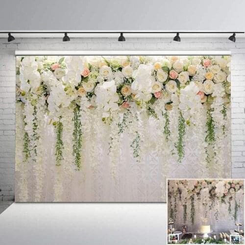 Floral Wedding Backdrop White and Pink Rose Wall Background Bridal Shower Romantic Scene Photography Backdrops Princess flower