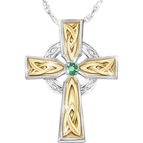 European And American Fashion Two Tone Gold Color Alloy Vintage Cross Pendants Necklaces For Men Jewelry