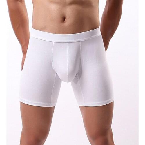 Cotton Underwear For Mens Long Boxershorts Sexy Long Leg Sports Panties Slip Underpants Man Prevent Friction Half-length Panties