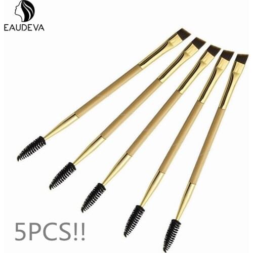 5PCS Makeup Brushes Bamboo Handle Double Eyebrow Brush Eyebrow Comb Maquillage Brush Lashes Mascara Brush Beauty Tool