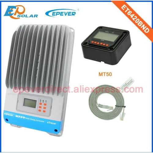 Controller+MT50 remote meter 60A 60amps Max PV input 190V EPEVER Solar off grid tie panels system regulator ET6420BND