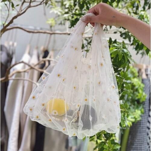 Fairies Lace Shopping Bag New Fashion One Shoulder Handbag For Women 2021 Summer Gauze