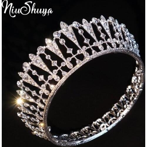 NiuShuya Trendy Crystal Crown Princess Tiara Crown Wedding Hair Accessories Round Heandband For Woman Princess Hair Ornament