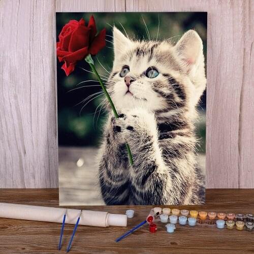 Animal Cat DIY Painting By Numbers Package Oil Paints 50*70 Painting On Canvas Loft Picture Crafts For Adults Wholesale