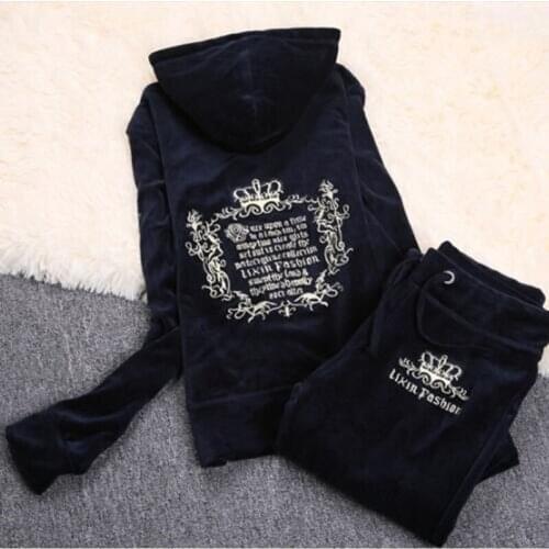 Fall 2021 womens sportswear suit 2-piece velvet new style matching velvet suit plus size hoodie top and trousers