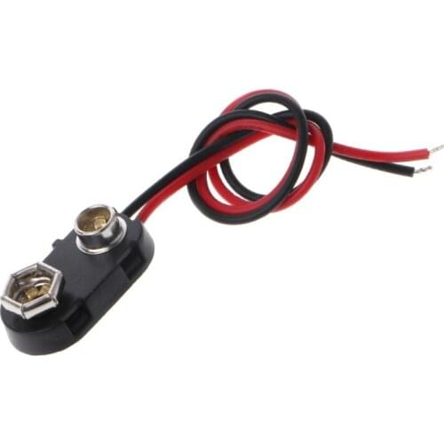 PP3 9V Battery Clip Connector I Type Tinned Wire Leads 150mm Black Red L15