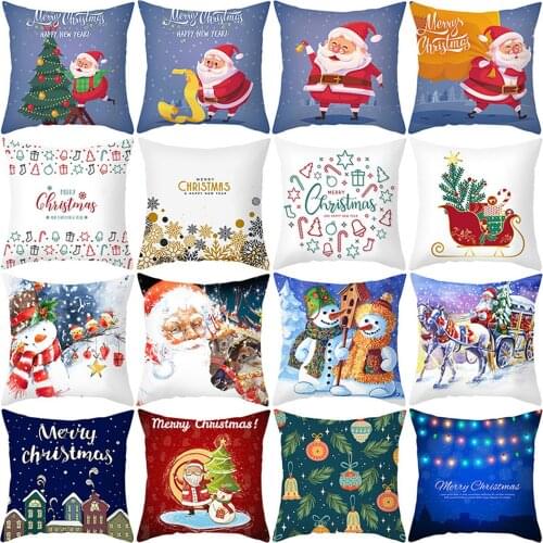 Christmas Pillowcase Xmas Interior Atmosphere Bed Pillow Cover Home Decor Car Printing Cushion Cover Cute Pillow Case 45*45cm