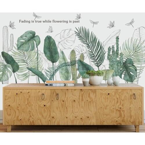 Removable Green Leaf Vine Baseboard Wall Stickers for Living Room TV Background Self-adhesive Wall Decals DIY Wall Murals