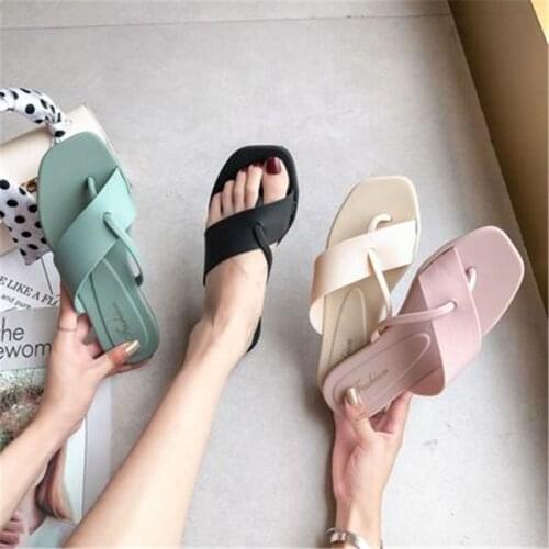 Summer Women Flip Flops Slippers Fashion Sand Beach Slippers Solid Color Wedges Outdoor Slippers Casual Ladies Shoes Dropship