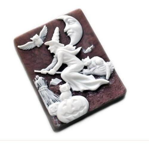 Owls witches broomsticks Halloween Silicone molds soap mold silicone soap molds silica gel die Halloween Aroma stone moulds