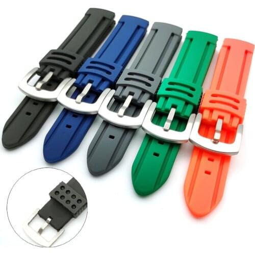 18mm 20mm 22mm 24mm 26mm Silicone Replacement Watch Band Strap Universal Rubber Sport Diving Watchband Bracelet Accessories