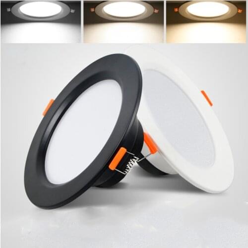 Led downlight lamp Black White 5W 9W 12W 18W led spot 220V ceiling recessed downlights round led panel light 3000K 4000K 6000K