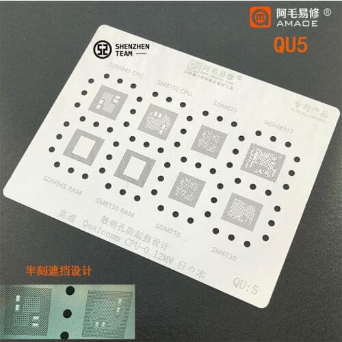 AMAOE Stencil QU:5 QU5 For Qualcomm SDM845 SM8150 SDM670 MSM8917 SDM710 SM6150 SDM845 RAM SM8150 RAM CPU Reballing Stencil