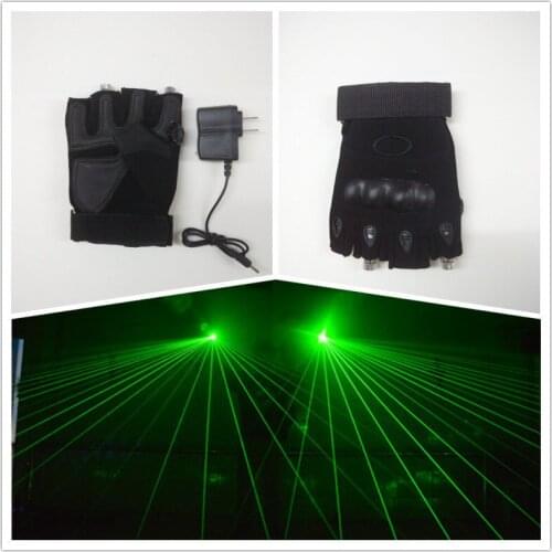 Wecool hot sale new design leather half finger laser gloves with 2 pcs green lasers for laserman show dancing