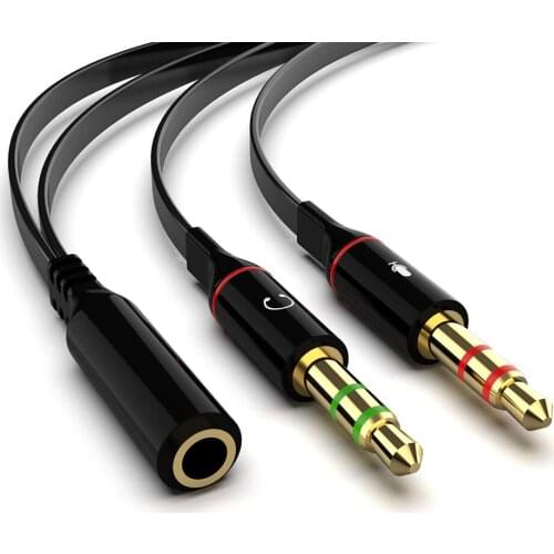 Mic Y Splitter Cable Adapter For Computer 3.5mm Female To 2 Male 3.5mm Mic Jack Audio Y Splitter Cable Headset To PC Adapter