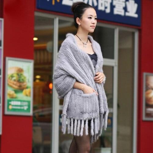 2019 New womens autumn and winter imported mink fur cape shawl woven warm thickening widened fur scarf