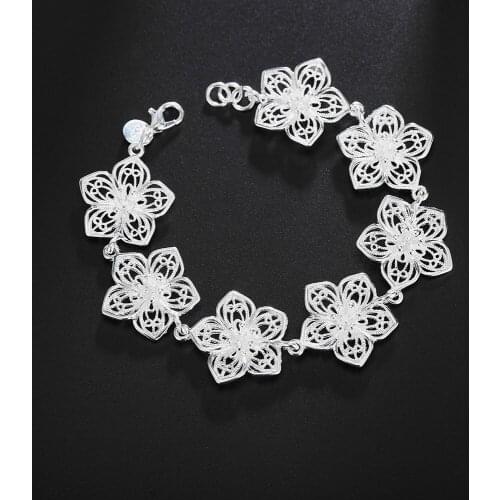 New fashion woman fine Vintage flowers chain 925 sterling silver Bracelet Luxury jewelry Wedding party lady Christmas gifts
