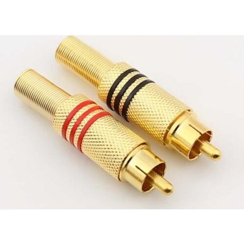 10pcs Metel RCA Phono Male Plug Non Solder Connector Adapter Terminal AV Audio