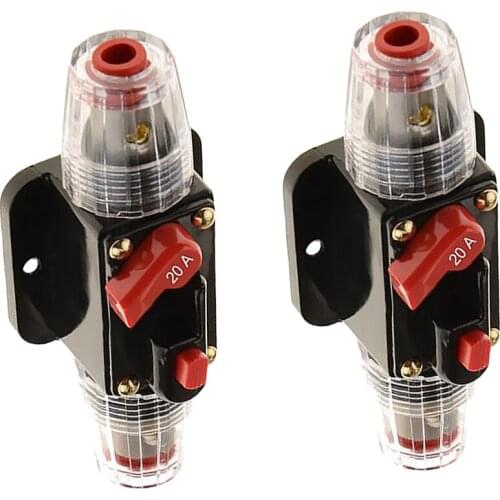 2Pcs 12V DC Auto Car Bike Stereo Audio Solar Energy Circuit Breaker Reset Fuse Inverter Home Solar Use 20A AMP