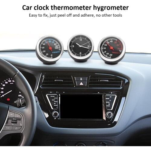 3Pcs/Set Mini Car Clock Car Thermometer Hygrometer Durable Quartz Clock Car Digital Practical Dashboards For Auto Boat