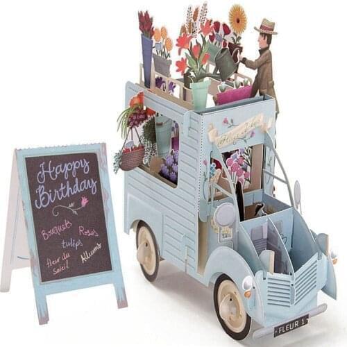 3D Pop-Up Car Greeting Card Birthday Anniversary Postcard Wedding Prom Invitations Hollow Carved Handmade Kirigami Gifts New