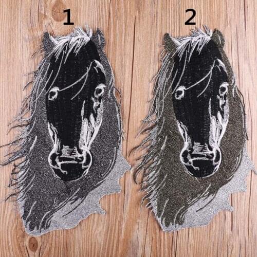 2pcs/lot Sew Large Embroidery Patch Animals Gold Silver Horse Shirt Clothing Decoration Accessories Diy Applique