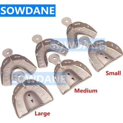 6 pcs High Quality Dental Impression Tray Stainless Steel Tooth Trays Autoclavable Denture Instrument Teeth Tray