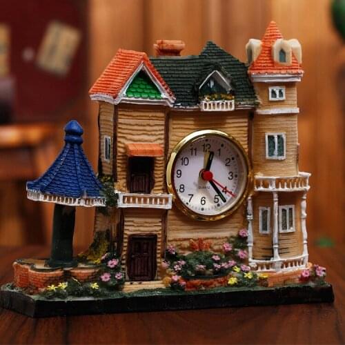 Big castle alarm clock European architecture house alarm clock Creative villa resin craft decorations Student gifts