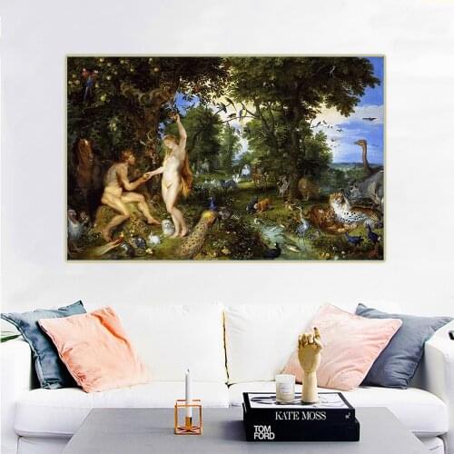 Bruegel Pieter"The Garden Of Eden With The Fall Of Man"Canvas Oil Painting Western Art Decor Poster Aesthetic Home Decoration