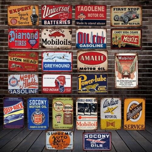 [ DecorMan ] Spark Plug Repari Service Skelly Motor oil Metal SIGN Custom wall Paintings Bar PUB Garage Decor LT-1864