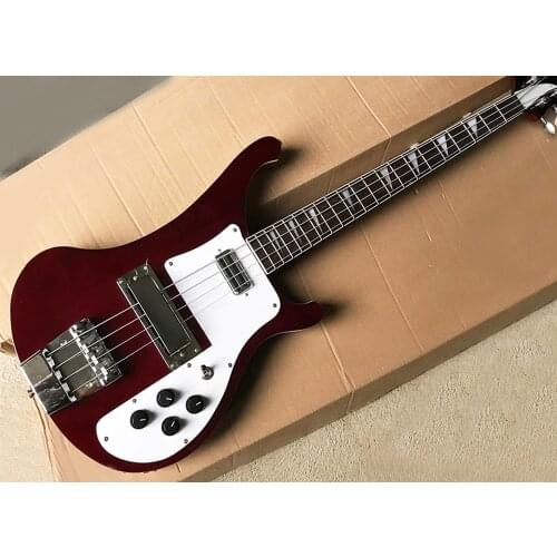 Factory Outlet-4 Strings Wine-red Neck-thru-body Electric Bass with 22 Frets,Rosewood Fretboard