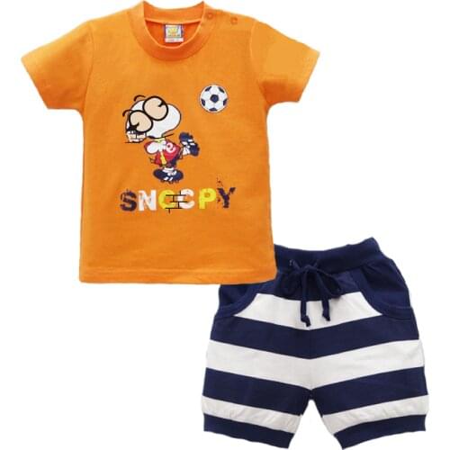 100% Cotton Baby Clothes set for 1 to 3 years old boys short sleeve t shirt+shorts two pieces/set clothing outfits printed suits