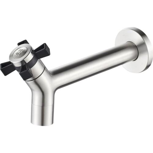 G1/2' Modern Fashion Garden 304 Stainless Steel Lengthen Fast Open Faucet /Creative Handle Washing Machine Cold Water Tap