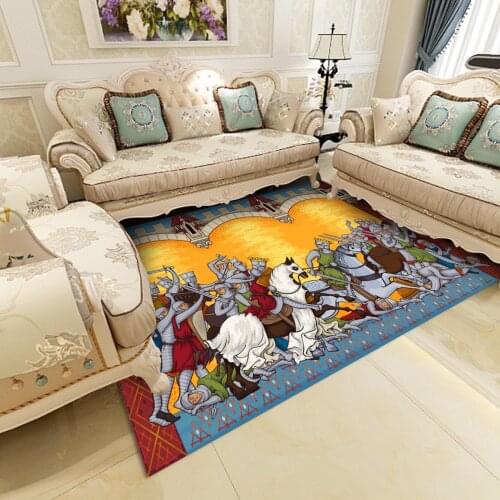 Indian Knight Area Rugs Large Anti Slip Raja Yoga Floor Mat Home Living Room Bedroom Bath Hallway Dormitory Carpet Print Decor