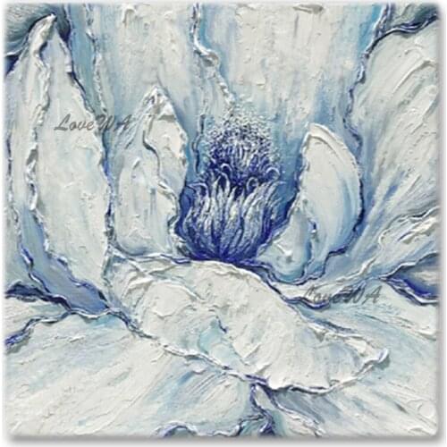 100% Hand-painted Blue Texture Flower Oil Painting Canvas Wall Decor Panel Art Unframed Free Shipping Abstract Paintings Artwork
