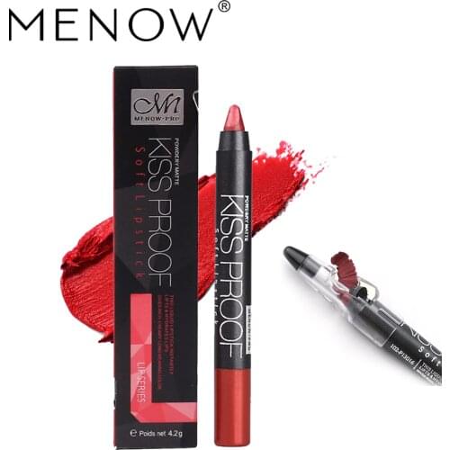 Hot Selling Menow p13016 Kiss Proof Plastic Rod Non Stick Cup Lipstick Pen Sharpener Matte Purple Lipstick Makeup Cosmetic