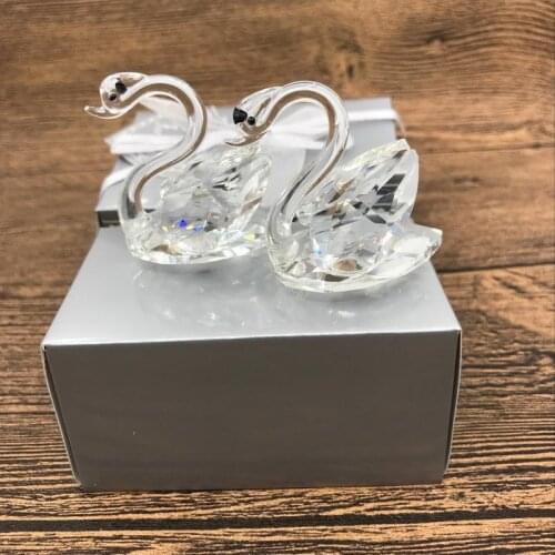 Mini Crystal Swan in Silver Gift Box Baby Birthday Party Decorations Newborn Christening Baptism Giveaways For Guest
