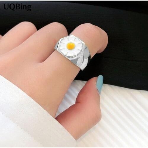 Fashion Wideth Frangipani Finger Rings For Women 925 Sterling Silver Jewelry