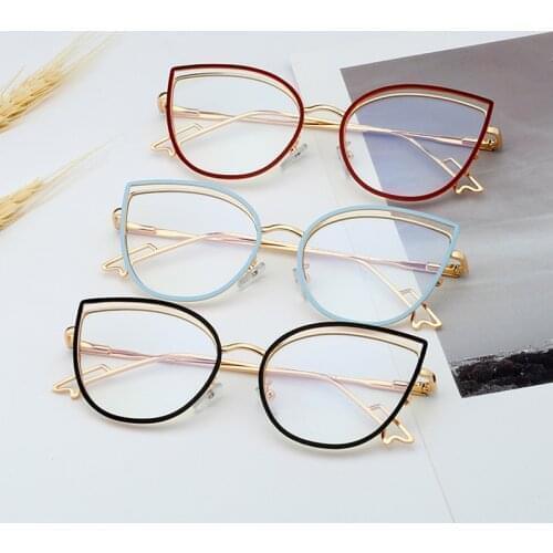 New Brand Metal Anti-Blue Glasses Fashion Flat Glasses Frame for Women in Office with Vintage Style