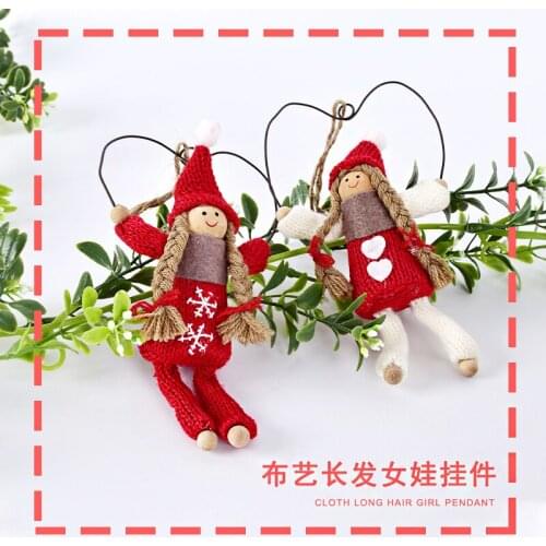 Festive Decorations Knitted Christmas Girl Modelling Pendant Yarn Girl Window Scene Arrangement Fabric Charm