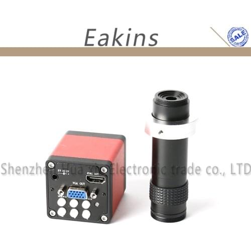 13MP 1/3" 60F/S CMOS HDMI VGA Industry Video Microscope Camera+1-100X C-Mount Lens High Working Distance For Phone Tablet Repair
